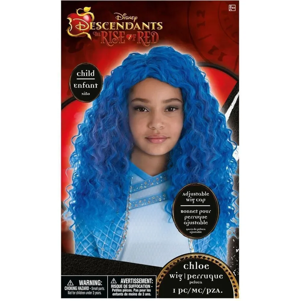 DESCENDANTS 4 The Rise of Red CHLOE WIG Child Blue Curly Hair Girls' Costume NWT
